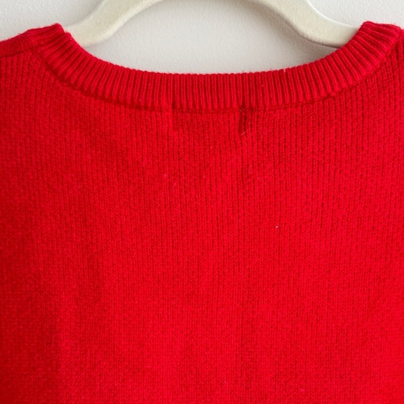 ontwelfth Red Fringey Sweater, Bright Red Knit Crewneck Sweater, Size Medium - Picture 13 of 16